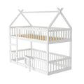Lit mezzanine 2 lits 1 place 90x190 – Structure bois maison blanche