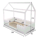 Lit cabane 1 place - 90 x 200 cm