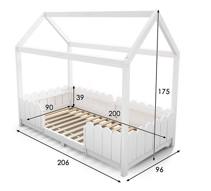 Lit cabane 1 place - 90 x 200 cm