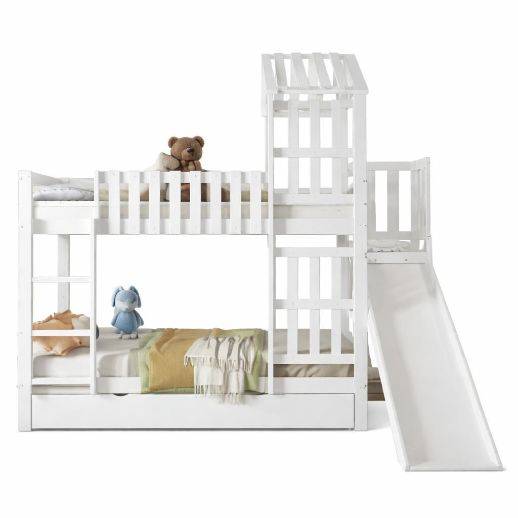 Lit cabane enfant 2 places 90x200 - Structure en bois de pin