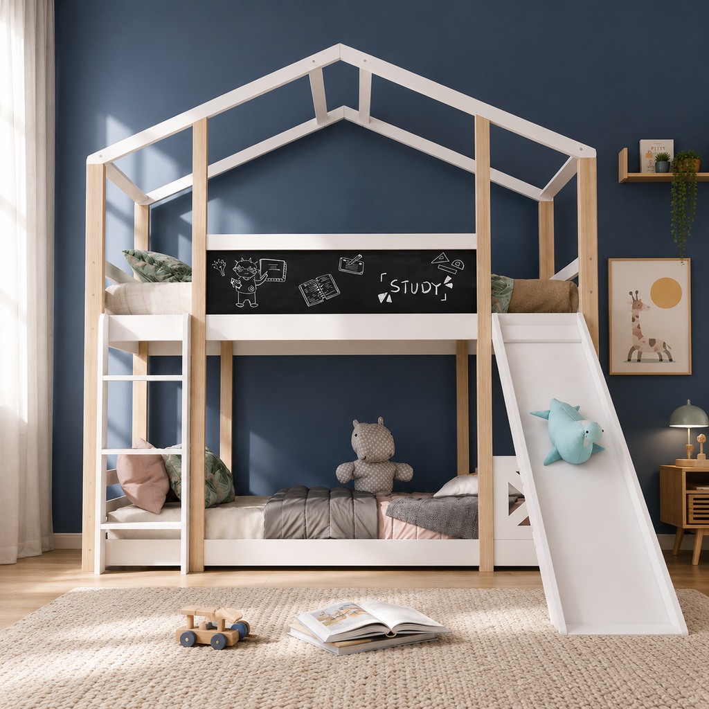 Lit Superposé Enfant avec Toboggan et Tableau Maison Rêves   Maison Rêves