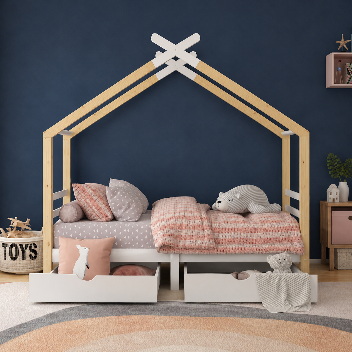Lit Cabane Enfant avec Tiroirs et Sommier Maison Rêves   Maison Rêves