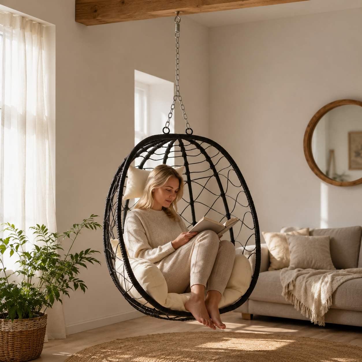 ORVANE | Fauteuil Suspendu Œuf Polyrotin Pliable Maison Rêves   Maison Rêves