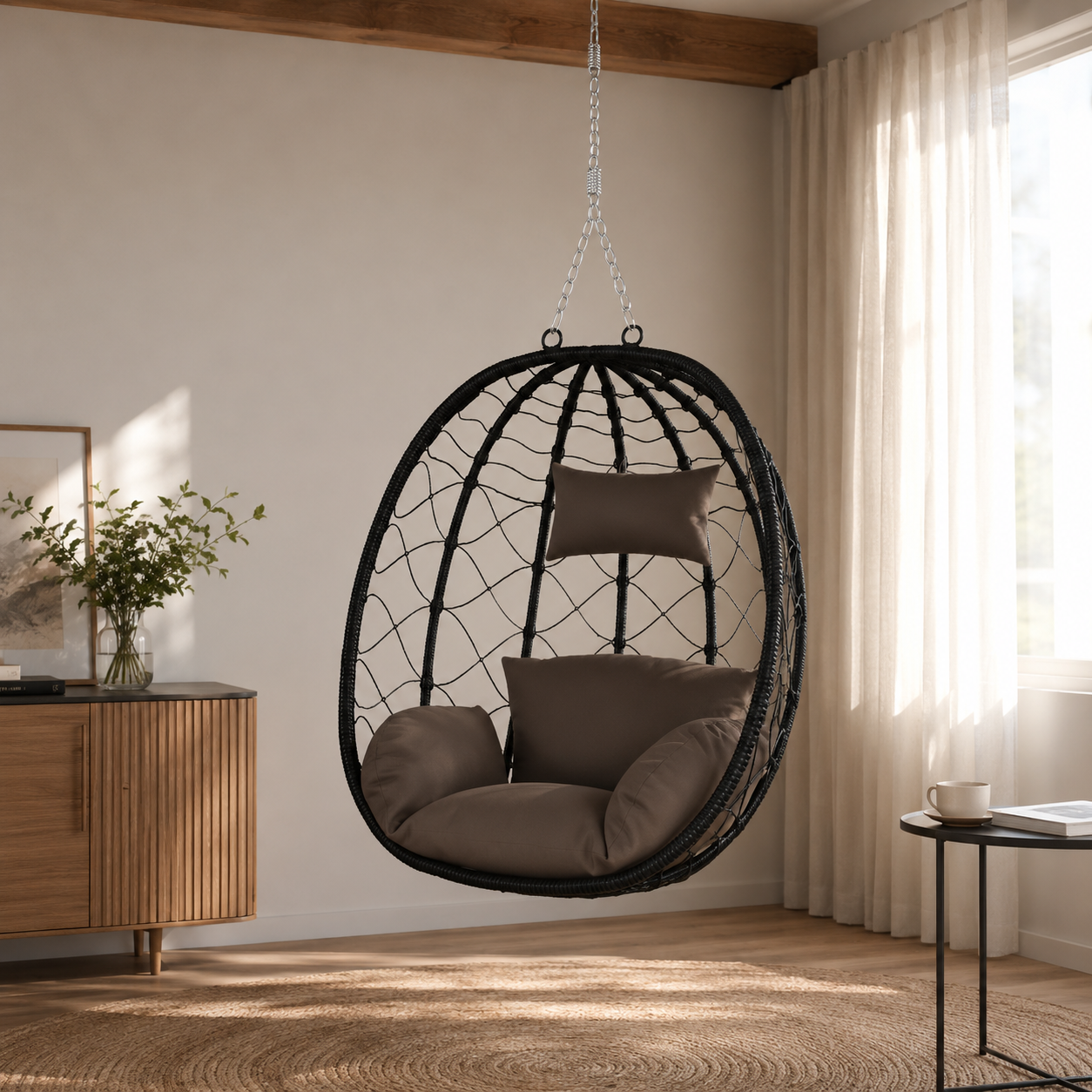 ORVANE | Fauteuil Suspendu Œuf Polyrotin Pliable Maison Rêves   Maison Rêves
