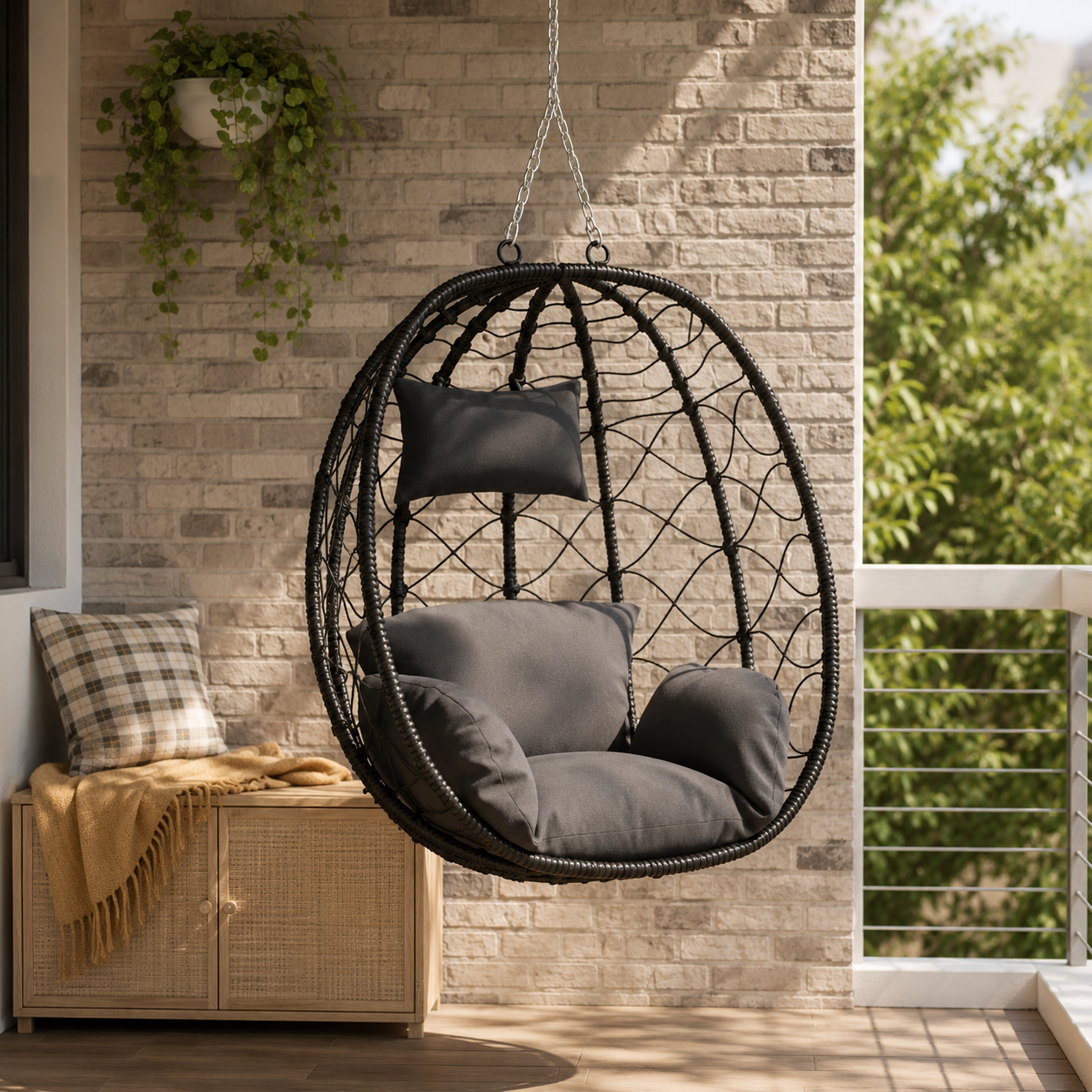 ORVANE | Fauteuil Suspendu Œuf Polyrotin Pliable Maison Rêves   Maison Rêves