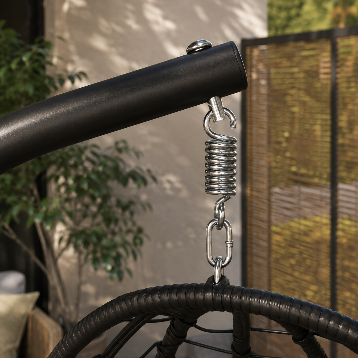 KELWYN | Fauteuil Suspendu Œuf Panier Corde Gris Maison Rêves   Maison Rêves