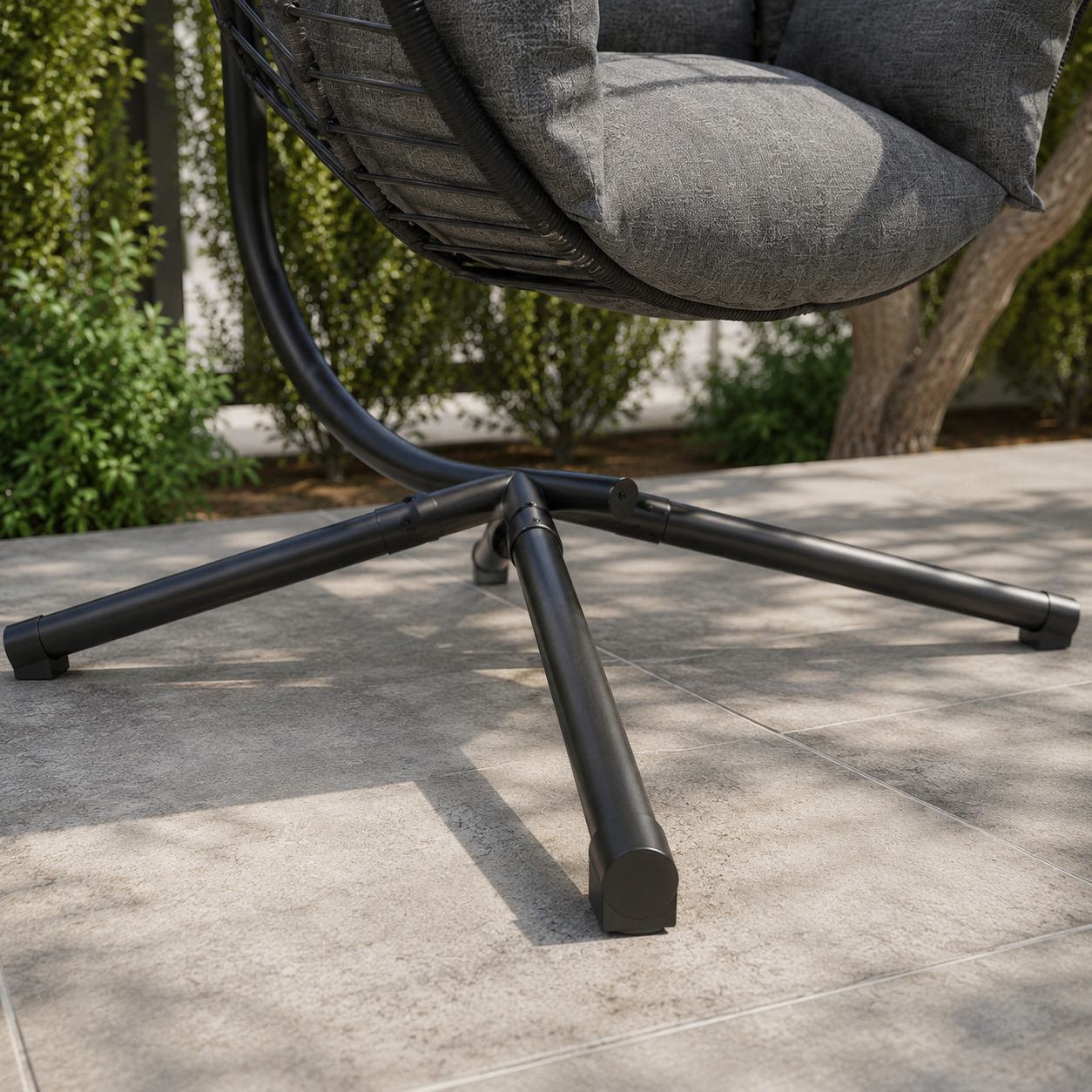 KELWYN | Fauteuil Suspendu Œuf Panier Corde Gris Maison Rêves   Maison Rêves