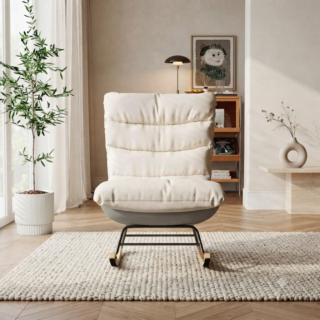 Rocking Chair Cocon Beige avec Assise Ultra Moelleuse Maison Rêves   Maison Rêves