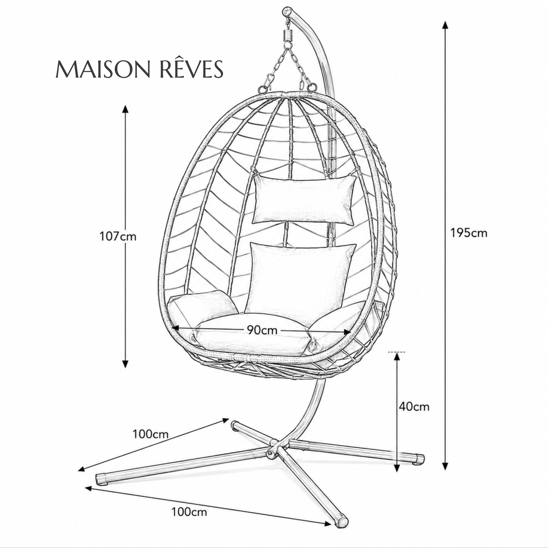 NORDA | Chaise Suspendue Œuf Bohème Anthracite Maison Rêves   Maison Rêves