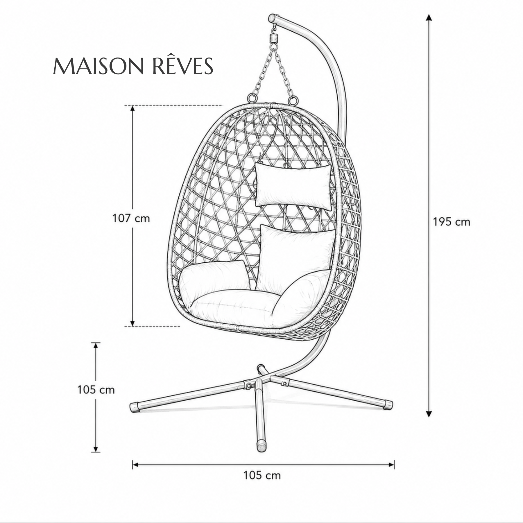 BALORA | Fauteuil Suspendu Œuf Rotin Ergonomique Anthracite Maison Rêves   Maison Rêves