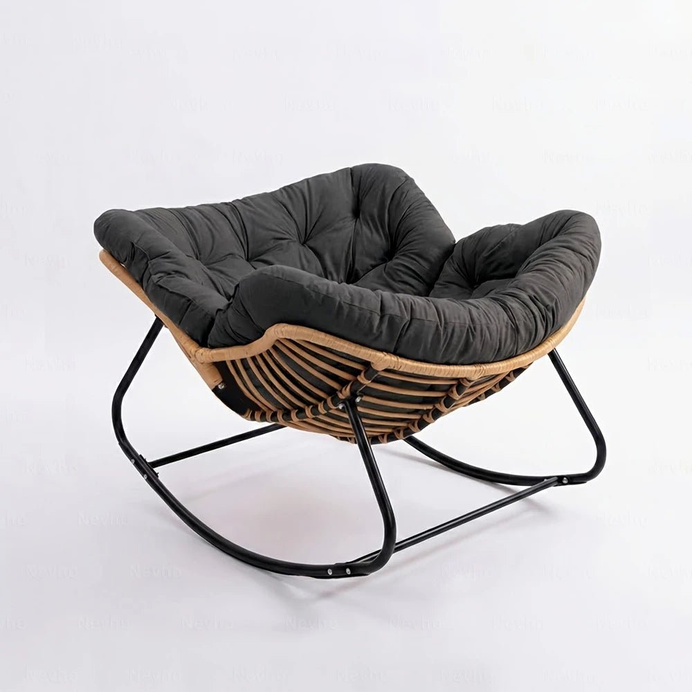 BOLMO - Rocking Chair Rotin & Coussin XXL Toutes Saisons Oscille Rocking Chair  Maison Rêves