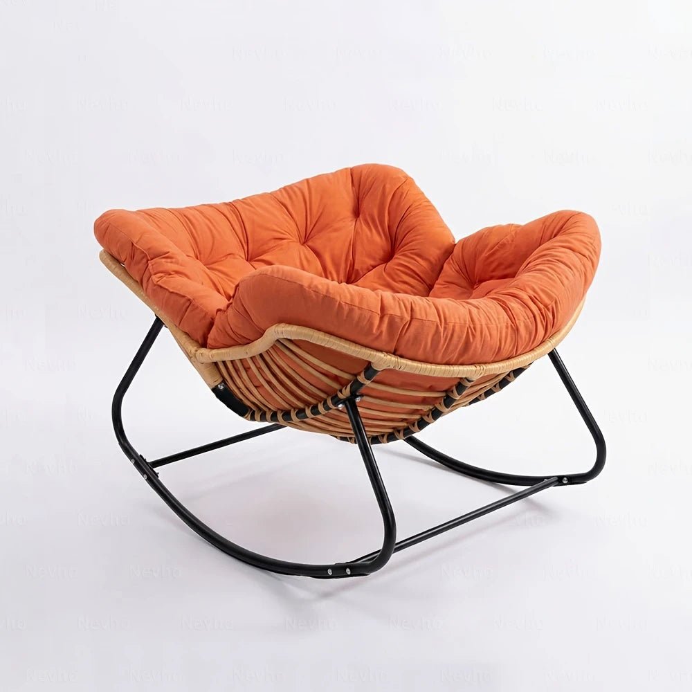 BOLMO - Rocking Chair Rotin & Coussin XXL Toutes Saisons Oscille Rocking Chair  Maison Rêves
