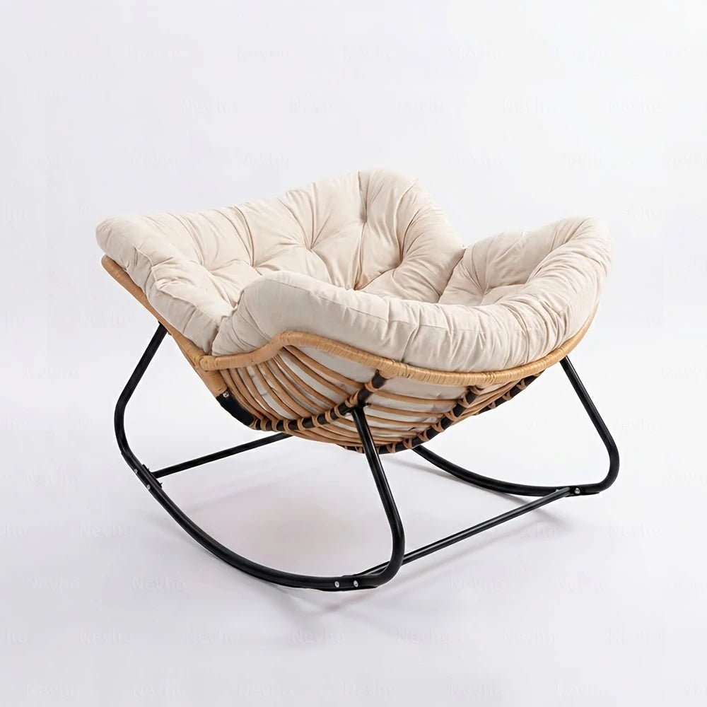 BOLMO - Rocking Chair Rotin & Coussin XXL Toutes Saisons Oscille Rocking Chair  Maison Rêves