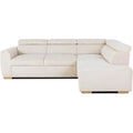 Kélina | Canapé d'Angle Convertible Réversible 4/5 Places en Velours Côtelé Beige