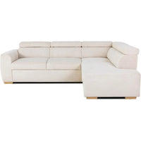 Kélina | Canapé d'Angle Convertible Réversible 4/5 Places en Velours Côtelé Beige Maison Rêves   Maison Rêves