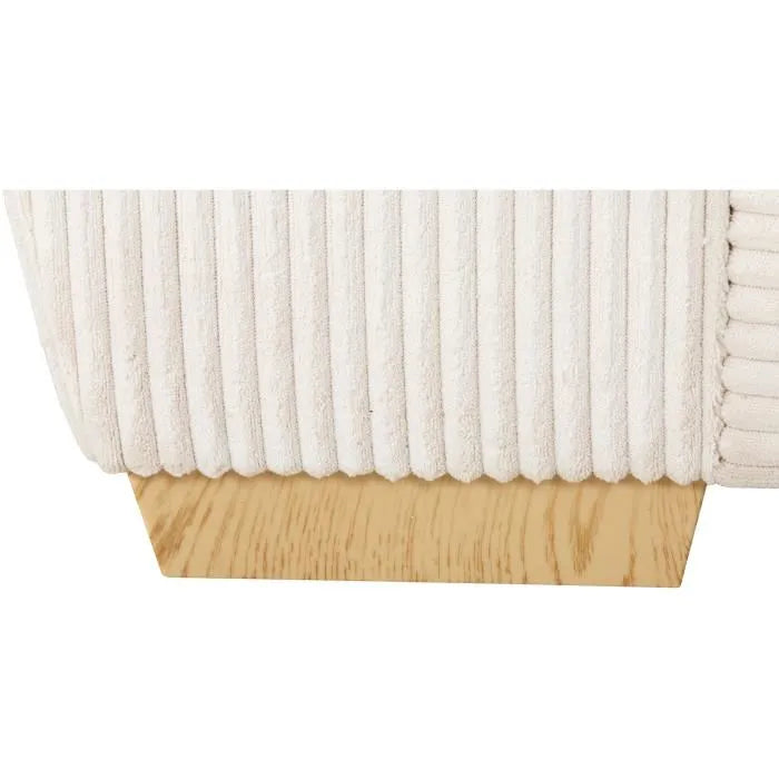 Kélina | Canapé d'Angle Convertible Réversible 4/5 Places en Velours Côtelé Beige Maison Rêves   Maison Rêves