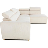 Kélina | Canapé d'Angle Convertible Réversible 4/5 Places en Velours Côtelé Beige Maison Rêves   Maison Rêves