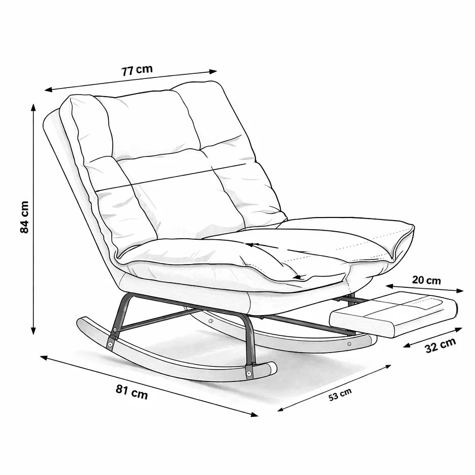 FLEKT - Rocking Chair Inclinable Corduroy & Repose-Pieds Oscille   Maison Rêves