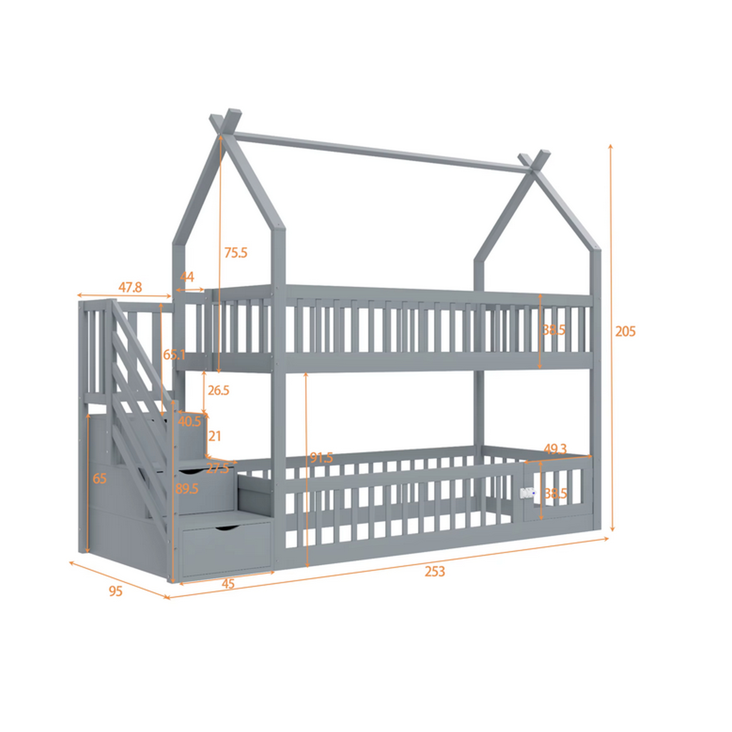 Lit cabane 2 places - 90 x 200 cm