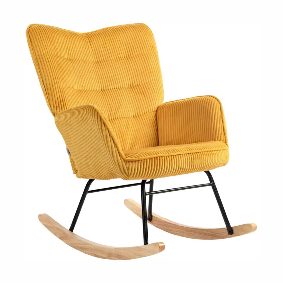 SOLIS - Rocking Chair Tissu Côtelé & Bois My Store   Maison Rêves