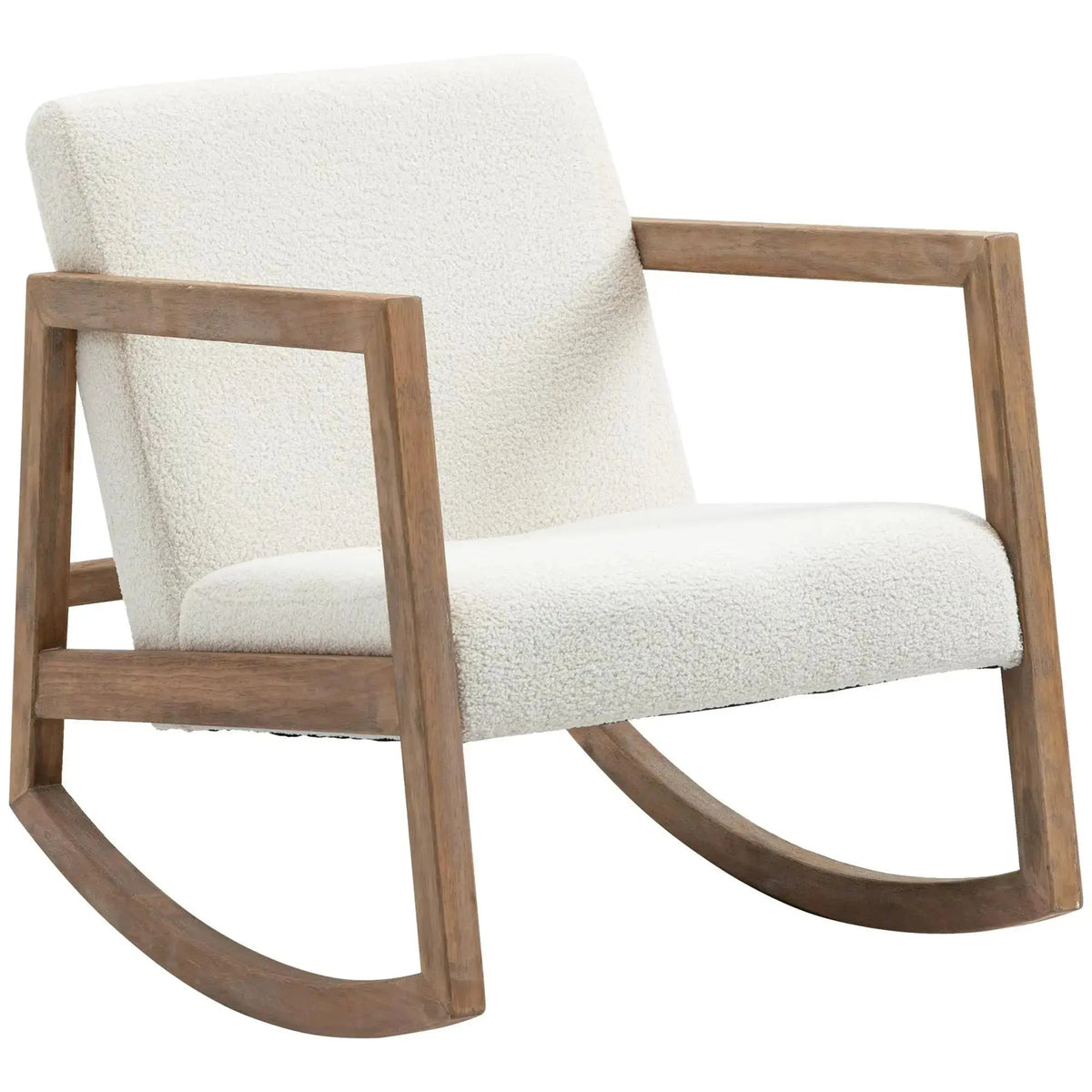 Rocking Chair Nordique en Bouclette avec Structure en Bois d'Hévéa Maison Rêves   Maison Rêves