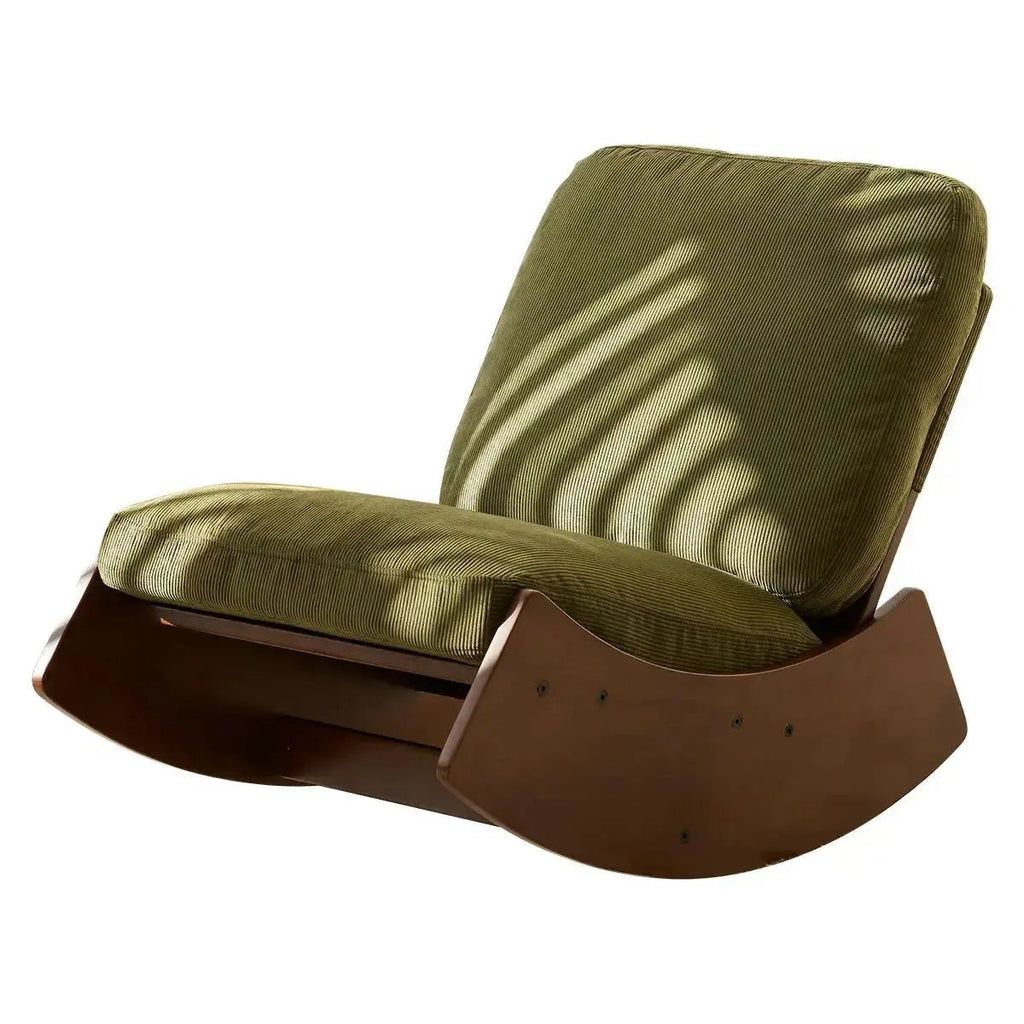 Rocking Chair Rétro en Velours Côtelé avec Structure en Bois Massif Maison Rêves   Maison Rêves