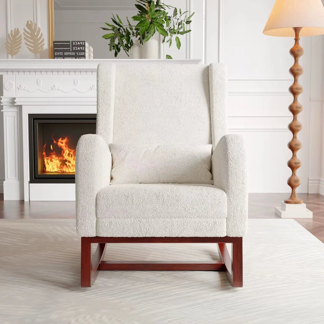VELKA – Rocking Chair Teddy Blanc Ivoire avec Repose-Pieds Oscille   Maison Rêves